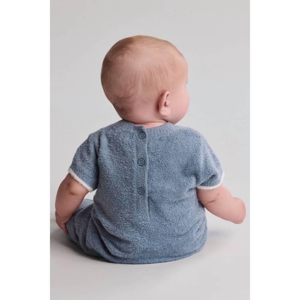 NEW BAREFOOT DREAMS cozychic lite baby fa la la onesie in blue dusk - Picture 2 of 4